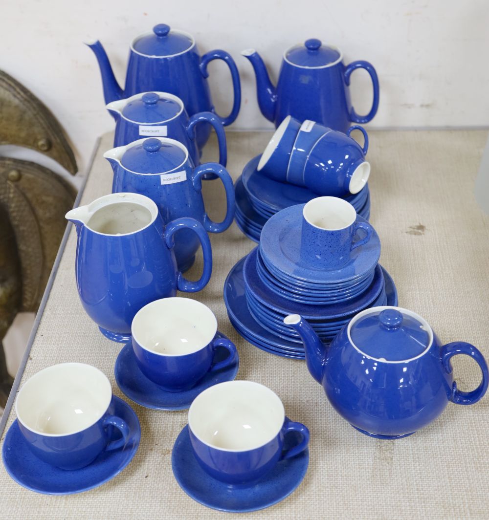 A Moorcroft powder blue part tea service